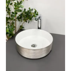 Умивальник (раковина) VBI PRATO BRUSHB SILVER WHITE накладний