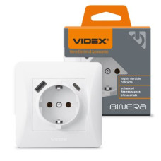 розетка VIDEX BINERA  біла 1 з/з +USB/USB-C