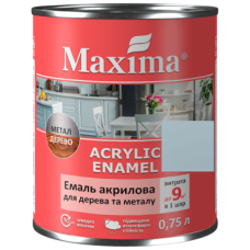 Емаль акрилова для дерева та металу, небесний шовковисто-мат. TM Maxima -0.75л