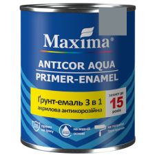 Грунт- емаль 3 в 1 акрилова антикорозійна “Anticor Aqua” сірий ТM Maxima 0,9кг
