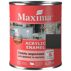 Емаль акрилова для дерева та металу, антрацит мат. TM Maxima -0.75л