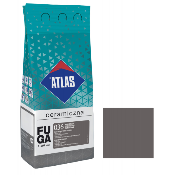Затирка Еластична ATLAS  DARK GREY,2кг-колір 036