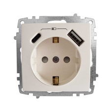 Розетка ZENA біла 1-а  З/З  +2USB (Type C+A) без рамкі