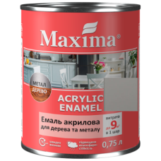Емаль акрилова для дерева та металу, попелястий шовковисто-мат. TM Maxima -0.75л