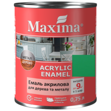 Емаль акрилова для дерева та металу, весняна трава шовковисто-мат. TM Maxima -0.75л