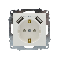 Розетка ZENA біла 1-а  З/З  +2USB  без рамкі