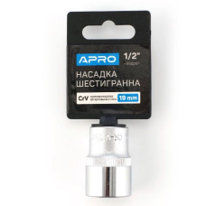 головка шестигранна 1/2", 19мм CrV APRO