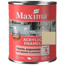 Емаль акрилова для дерева та металу, слонова кістка шовковисто-мат. TM Maxima -0.75л