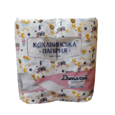 Папір туалетний 4шт. дитячий 2шари білий  "КОХАВИНКА"
