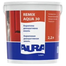 Акрилова емаль Aura Luxpro Remix Aqua 30 напівматова без запаху біла 2.2 л