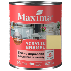 Емаль акрилова для дерева та металу, ванільний шовковисто-мат. TM Maxima -0.75л