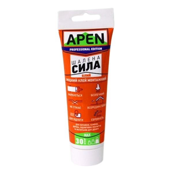 клей монтажний APEN  "шалена сила"акриловий білий 1,2кг