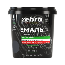 Емаль акрилова ZEBRA 18 Темно-сірий (RAL 7024) 0,7кг