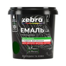Емаль акрилова ZEBRA 38 Темно-зелений (RAL 6005) 0,7кг