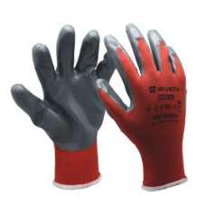 Рукавиці захисні RED NITRILE поліестер,покриття нітрил,пара розмір 10 RED LINE WURTH