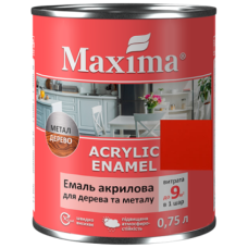 Емаль акрилова для дерева та металу, кавун шовковисто-мат. TM Maxima -0.75л