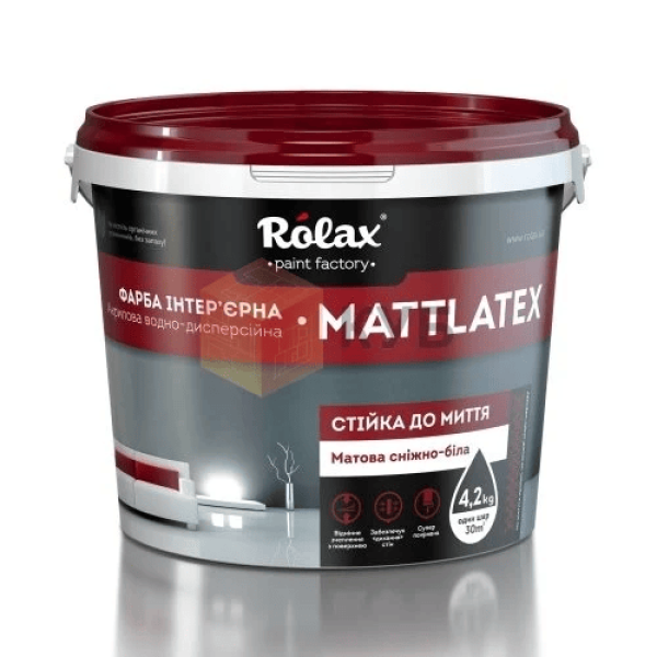 Фарба інтер'єрна матова Mattlatex ТМ ROLAX 1л (1,4кг)