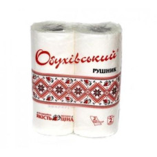Обухівський Рушники целюлозні 2-шарові 1 рулон на гільзі білі