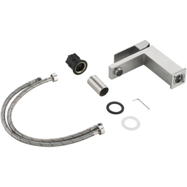 Змішувач для раковини низький Helix 001F, Nickel (k35) Lidz