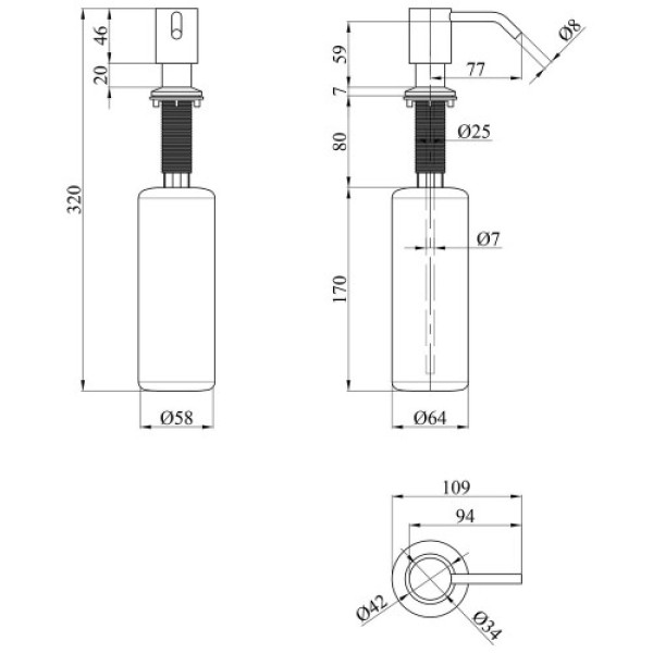 Дозатор для миючого засобу Kroner  KPR Spender-SCH049  (50)