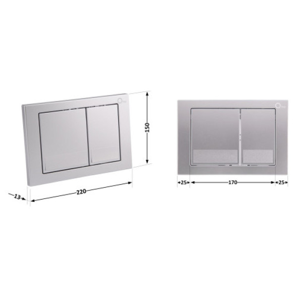 Qtap Nest клавіша квадратна SATIN для інсталяції (150*220*13mm)