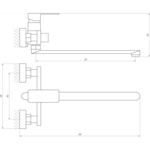 змішувач GLOBUS Lux  д\ванни MILANO GLM-0208N-11-GRAPHITE блиск